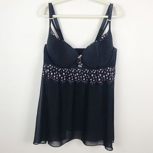 Lane Bryant Cacique Black & Pink Lace Babydoll